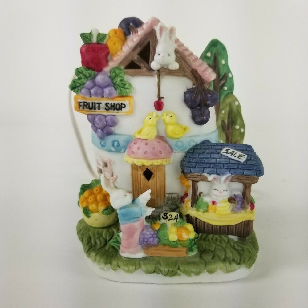 Easter Village Fruit Shop Light Up House Ceramic